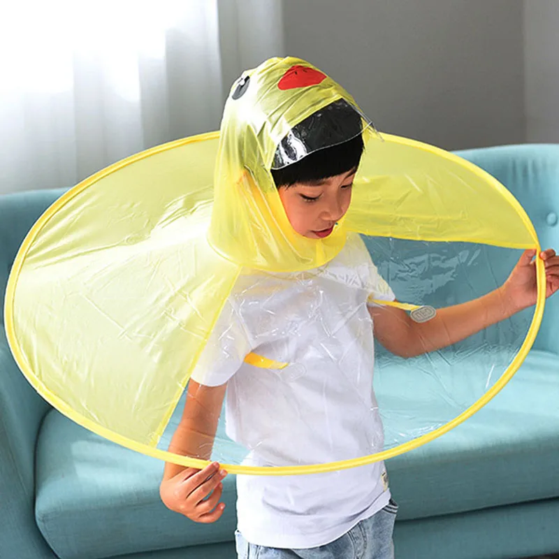 Милый дождевик детский на утином пуху в виде НЛО с зонтиком шапка для малышей