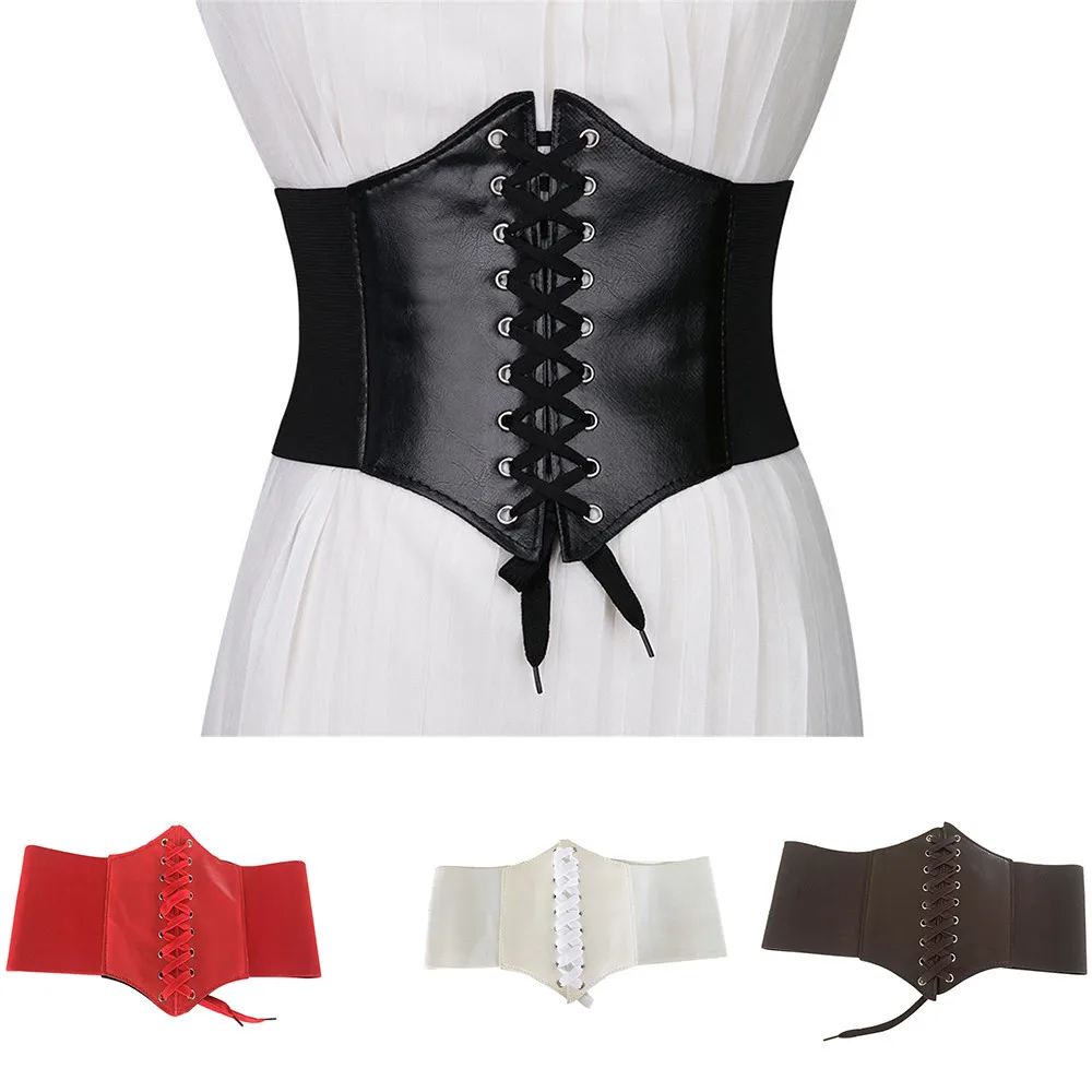 

2021 Corset Wide Pu Leather Slimming Body Belts For Women Elastic High Waist Belts Cinto Sobretudo Feminin Ceinture Femme Fajas