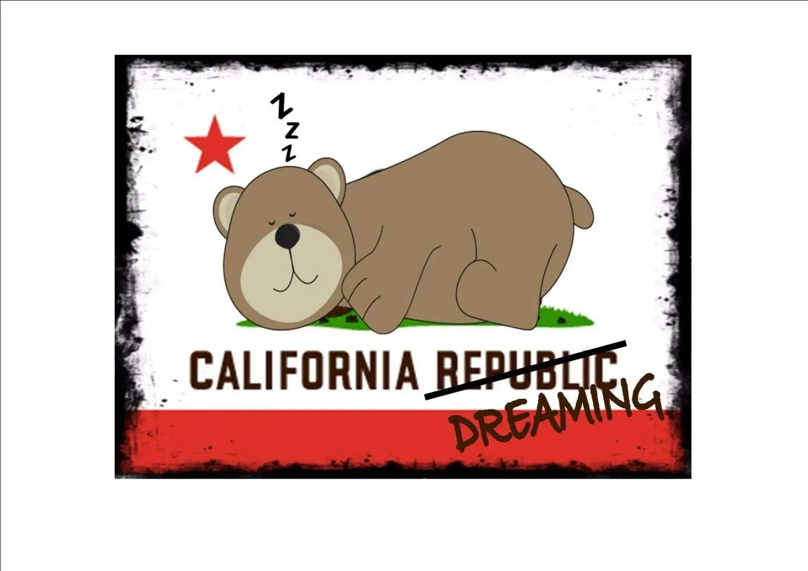 

California Republic Vintage Style Metal Sign California Dreaming Sign American Retro Wall Home Bar Pub Vintage Cafe Decor, 8x12