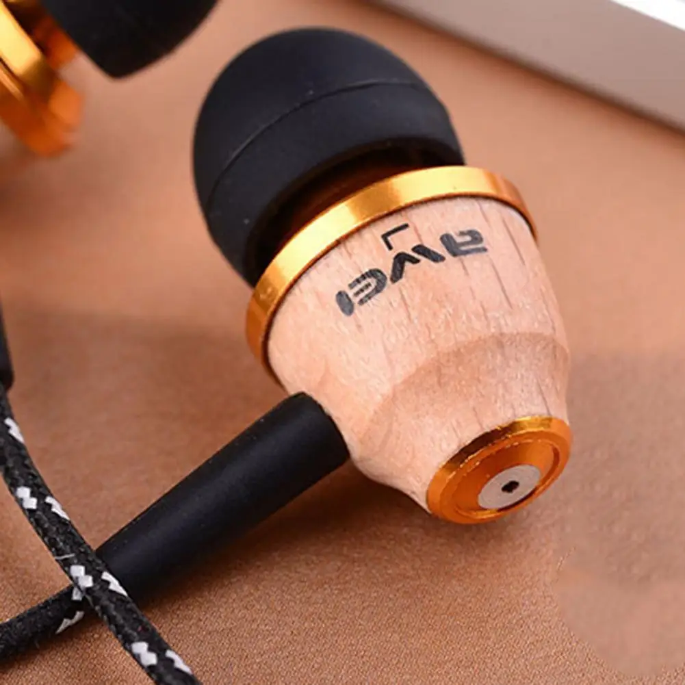 

AWEI ES-Q5 Wired Earphones In-Ear Headphone 3.5mm Wood Earbuds for Mobile Phones Computers PC