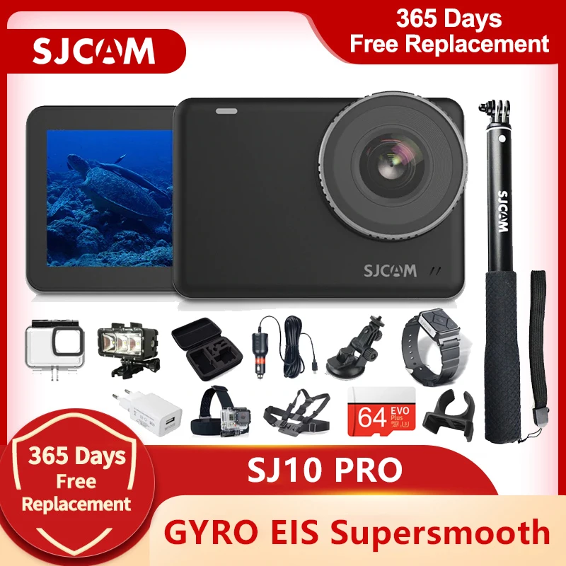 

Action Camera SJCAM SJ10 Pro Gyro EIS Supersmooth 4K 60FPS WiFi Remote 1300mAh Battery Ambarella H22 10m Body Waterproof SportDV