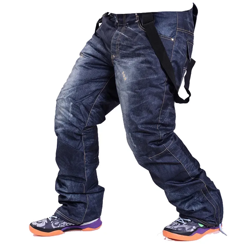 Штаны мужские зимние для сноуборда, джинсовые водонепроницаемые ветрозащитные штаны, дышащая Теплая Лыжная одежда