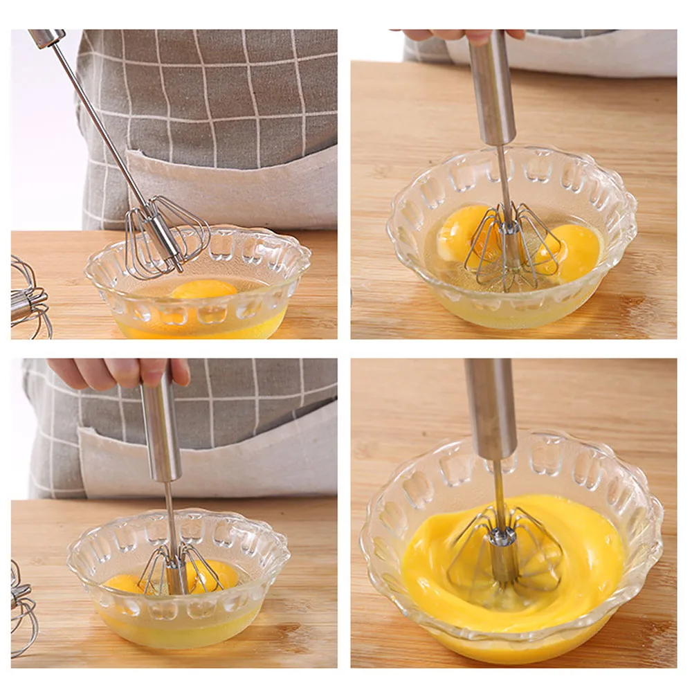 Полуавтоматический миксер взбиватель для яиц ручной самоповоротный венчик из