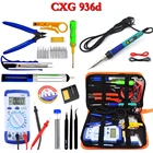 CXG 936d Профессиональный СВЕТОДИОДНЫЙ Цифровой Регулируемый Электрический паяльник в комплекте всасывающая паяльная проволока 15 заостренный портативный сварочный ремонт