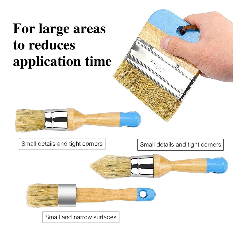 

4 Pcs Painting Brushes Set for Furniture Natural Bristles Stencil Brushes Wooden Handle DIY Painting and Waxing Brushes