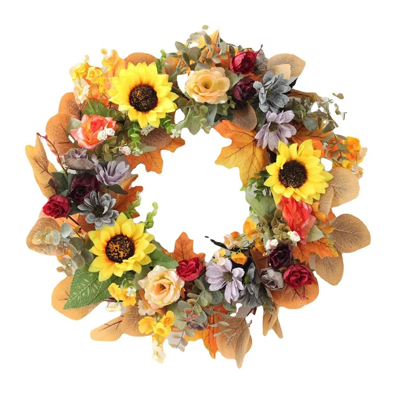 

NHBR Fall Sunflower Wreath for Front Door Wall Window Wedding Party Farmhouse Home Christmas Thanksgiving Decoration