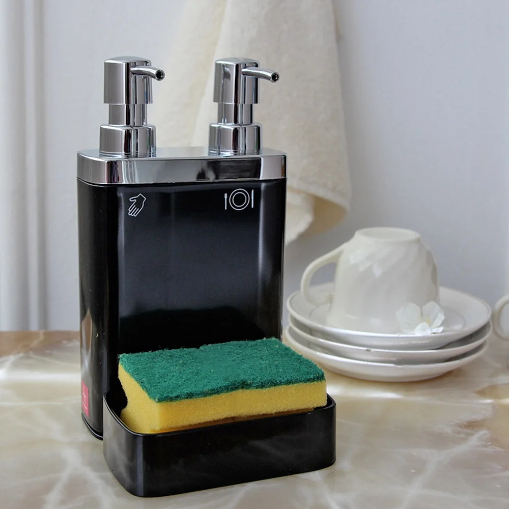

Double Liquid Soap Dispenser 750 ML Dish Sponge Holder Kitchen Accessories 7 Colors Washing Refillable Bottles Decorative Bathro