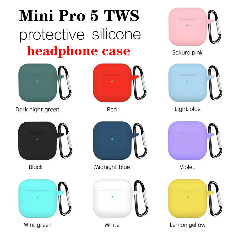 Силиконовый чехол для наушников s Mini Pro 5 TWS беспроводных Bluetooth Pro5 защитные