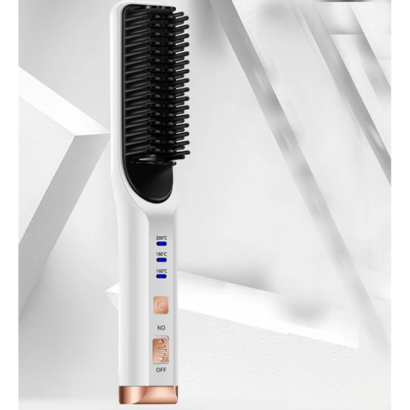 

Hair Straightening Brush Portable Ceramic Heating Straightening Irons Brush Anti Scald Detangling Hot-Air Hair Brush