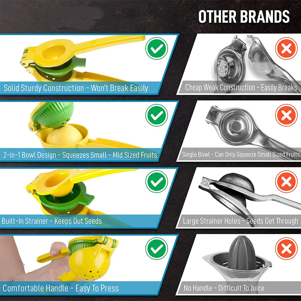 Металлическая соковыжималка для лимона ручная апельсинов цитрусовых кухонные