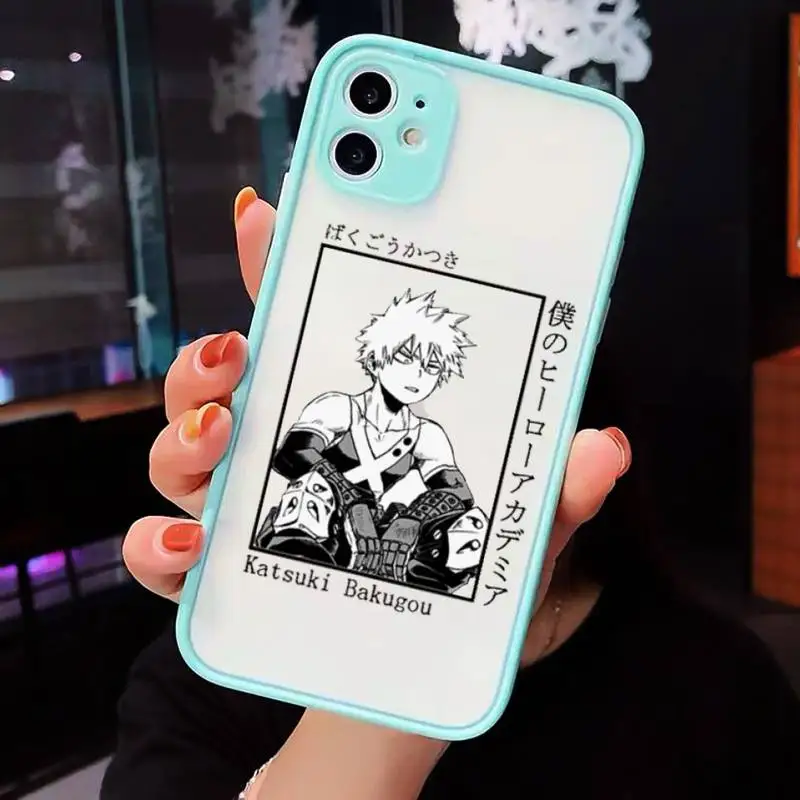 

My Hero Academia Hawks Coat Deku Phone Case For iPhone 12 11 Mini Pro XR XS Max 7 8 Plus X Matte transparent blue Back Cover
