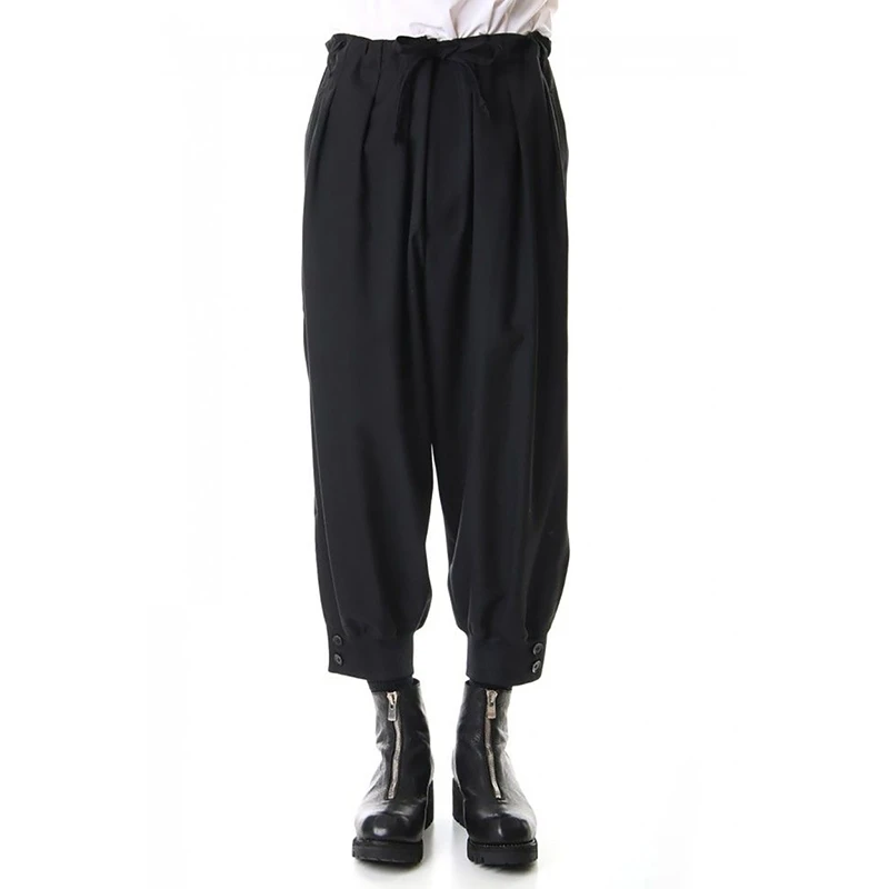 

New Catwalk men's casual pants hair stylist fashion simple casual harem pants loose cropped trousers