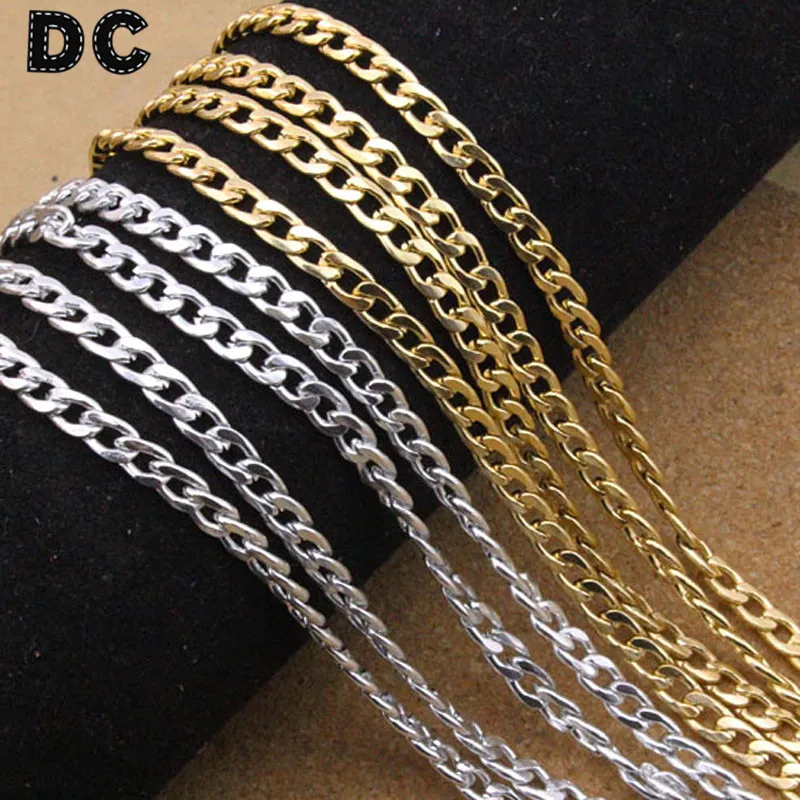 

DC 5Meters/lot 4*7.5*1.5mm Gold Color Flat Necklace Bracelet Bulk Aluminum Chains for DIY Jewelry Making Findings F1647