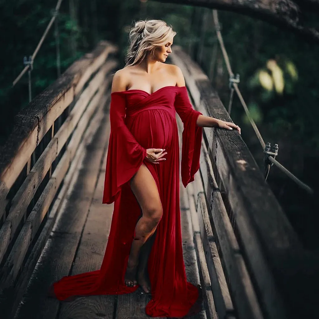 Платья для беременных для фотосессии платье для беременных vestidos платье для беременных vestido embarazada однотонное M-L с длинными рукавами Z4
