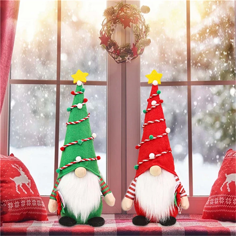

2pcs Christmas Decoractions Plush Gnomes Handmade Scandinavian Sweden Tomte Norse Collectible Doll New Year Gift Home Ornaments
