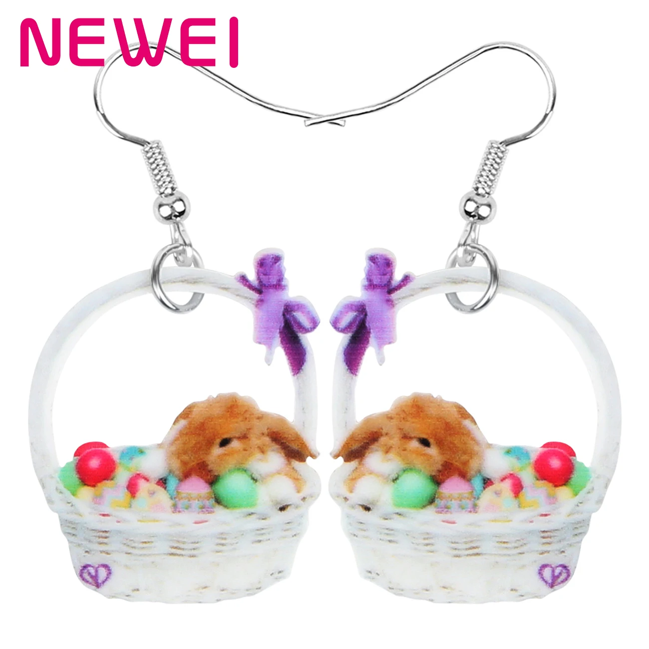 

Newei Acrylic Easter Eggs Hare Rabbit Bunny Basket Earrings Big Animal Dangle Drop For Women Lady Kids Festival Gift Jewelry