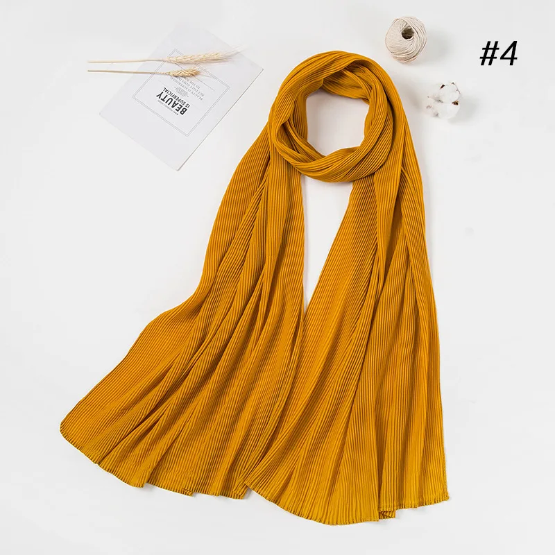 Мусульманский женский мнущийся шифоновый шарф хиджаб однотонный головной