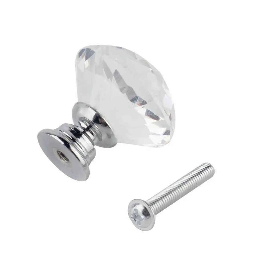 

1pcs 30 millimetri Diamante di Cristallo di Vetro In Lega di Porta Del Cassetto Del Governo Guardaroba Pull Handle Manopole Nego