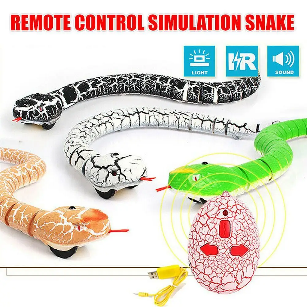 Serpiente de juguete con Control remoto por infrarrojos para ni&ntilde;os, serpiente, gato, huevo, Cascabel, truco de Animal terror&iacute;fico, juguetes divertidos, regalo novedoso-5