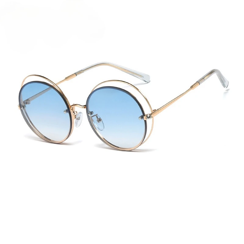 

2021 New Luxury Diamond Round Sunglasses Women Fashion Unique Hollow Frame Sun Glasses Ladies Summer Shades