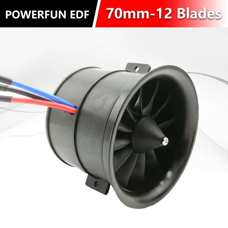 Воздуховод Powerfun EDF 70 мм с 12 лопастями бесщеточным двигателем RC 3400KV ESC 80A 2 ~ 6S Баланс