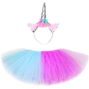 Пастельная юбка-пачка для девочек в виде единорога, пушистая детская юбка для девочек на день рождения, юбка-пачка для детей, юбки из тюля для девочек