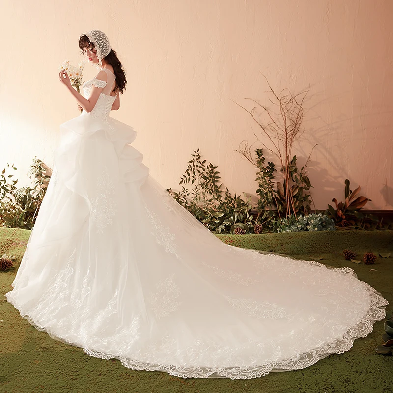 2020 свадебное платье со шнуровкой на спине фантастическое Тюлевое ТРАПЕЦИЕВИДНОЕ