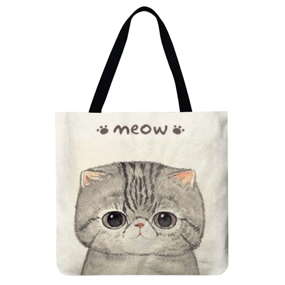 

Women's Shopper Bag Grey cat Printed Shoulder Shopping Bag Casual Ladies Large Capacity Tote Handbags for Work Shopping Grocery
