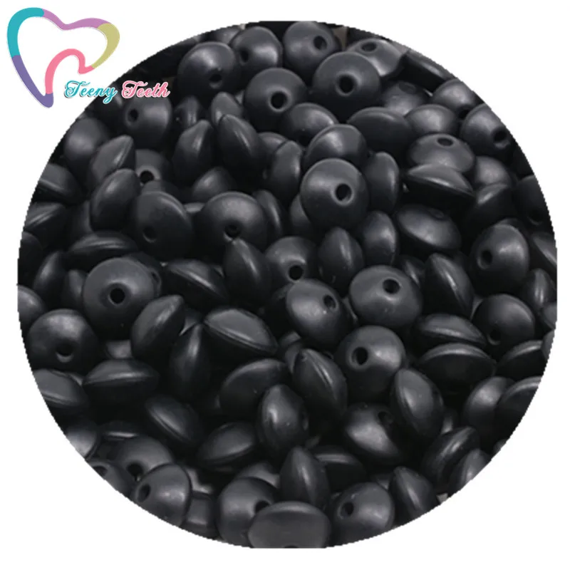 Black Teeny Teeth 20 шт. Силиконовые Прорезыватели для зубов Abacus бусины в форме чечевицы DIY цепочка для прорезывания зубов красочные чечевицы Силиконовые Прорезыватели блюдца свободные бусины - Цвет: Black