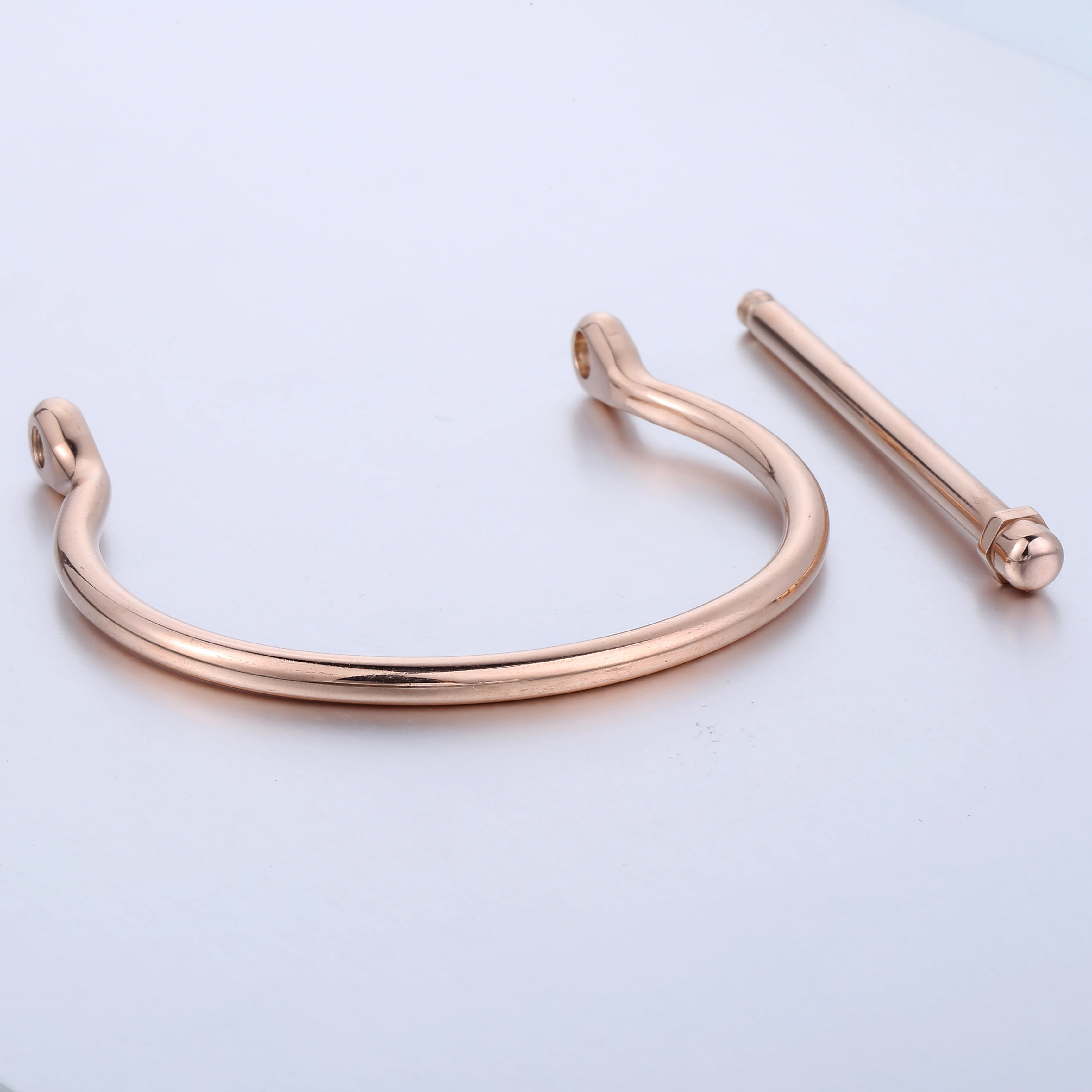 Модный женский Браслет-манжета для девочек розовое золото цвет скоба винт