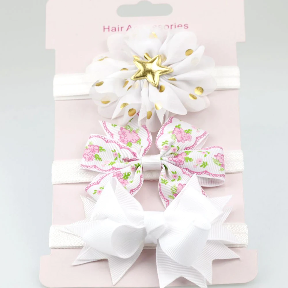 3 шт/карта шифон цветок бант повязка на голову для ребенка девушки аксессуары