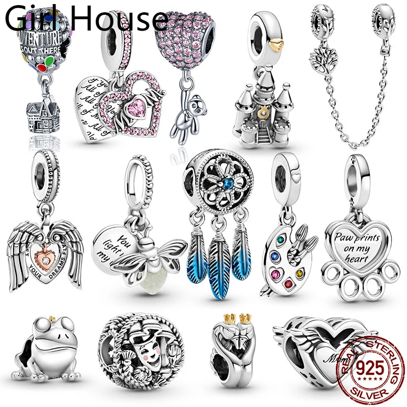 

925 Sterling Silver Glow In The Dark Firefly Dangle Charm Angel Wings Bead Fit Original Pandora Bracelets DIY Jewelry Women Gift