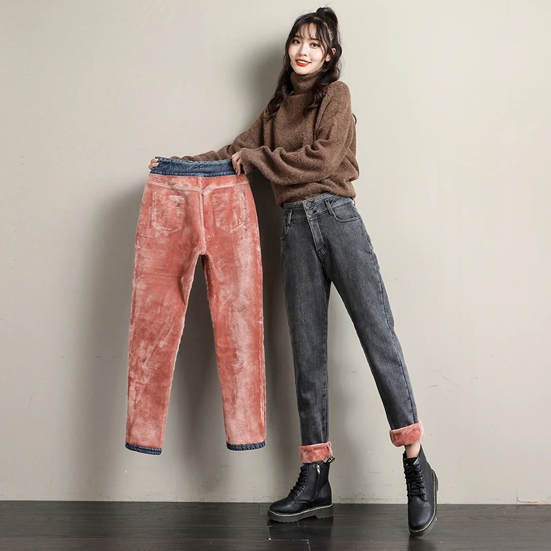 

Winter Warm Jeans Woman 2019 High Waist Casual Velvet Ladies Trousers Female Pantalon Denim jeans for Women Pants Plus size