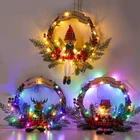 Рождественский украшения гирлянды венок Санта-Клаус мультяшная кукла дверь подвесные английские буквы мертвая ветка искусственный венок из ротанга