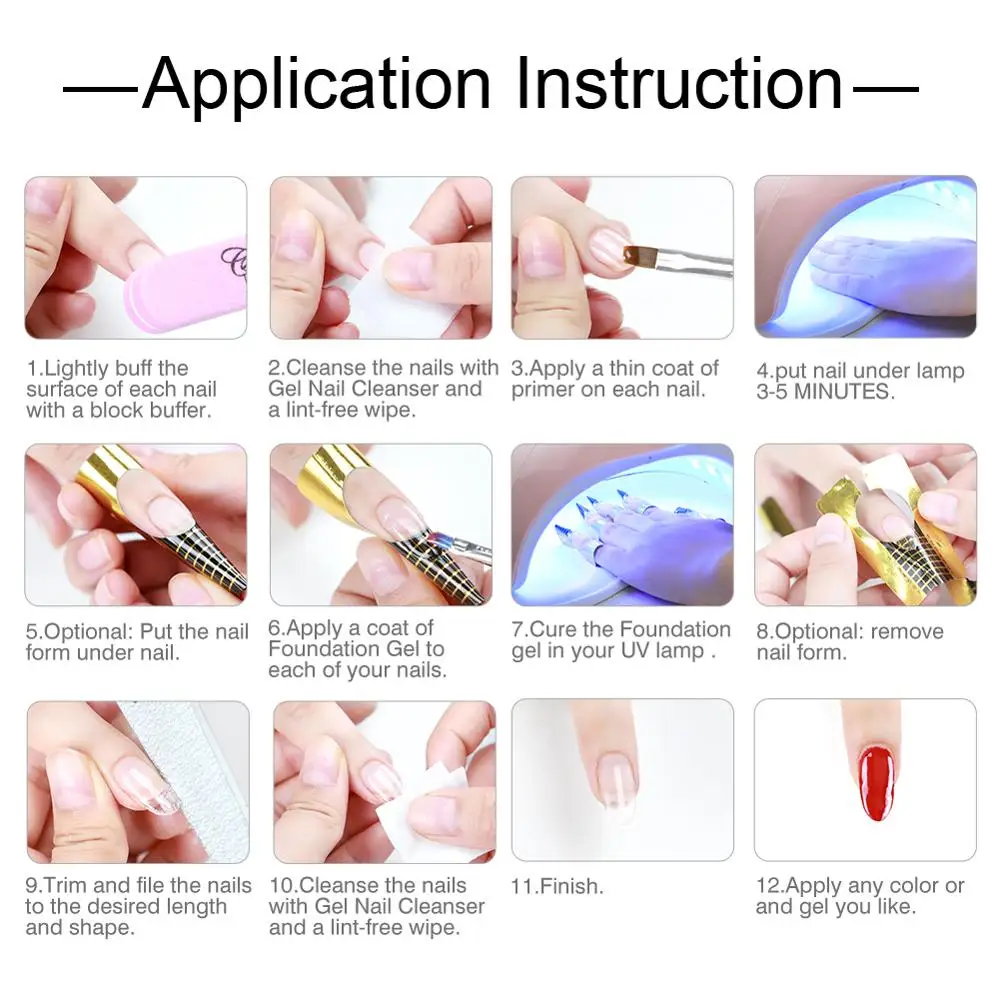 Nail Extension Gel Pink White Clear Color UV Enhance Hardness Glue For Decals Finger Builder Primer | Красота и здоровье