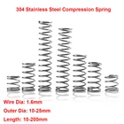 Компрессионная пружина из нержавеющей стали, диаметр 1,6 мм, 304 дюйма, Cylidrical пружина компрессионной пружины Y-типа, длина пружины 10-200 мм