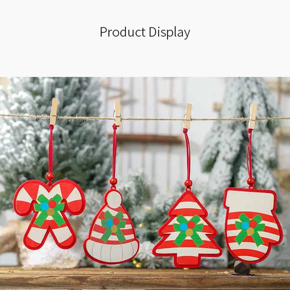 Рождественские деревянные подвесные перчатки с принтом шляпа елочные украшения