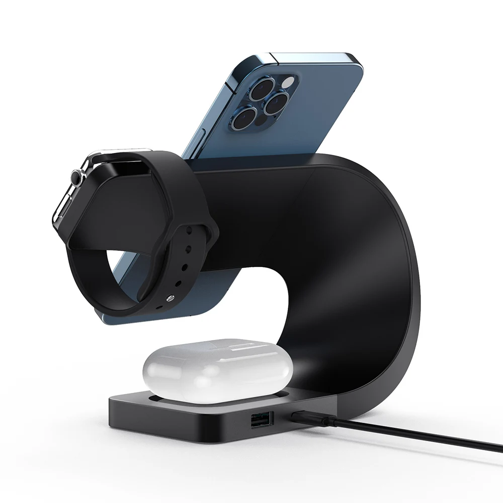 Cargador inal&aacute;mbrico Qi magn&eacute;tico 3 en 1, estaci&oacute;n de carga r&aacute;pida para Iphone 13, 12, 11, Mini Pro Max, reloj-2