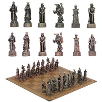 metal theme chess 32pcs luxury knight table game entertainment toy leather board set gift dragon soldier theme sports