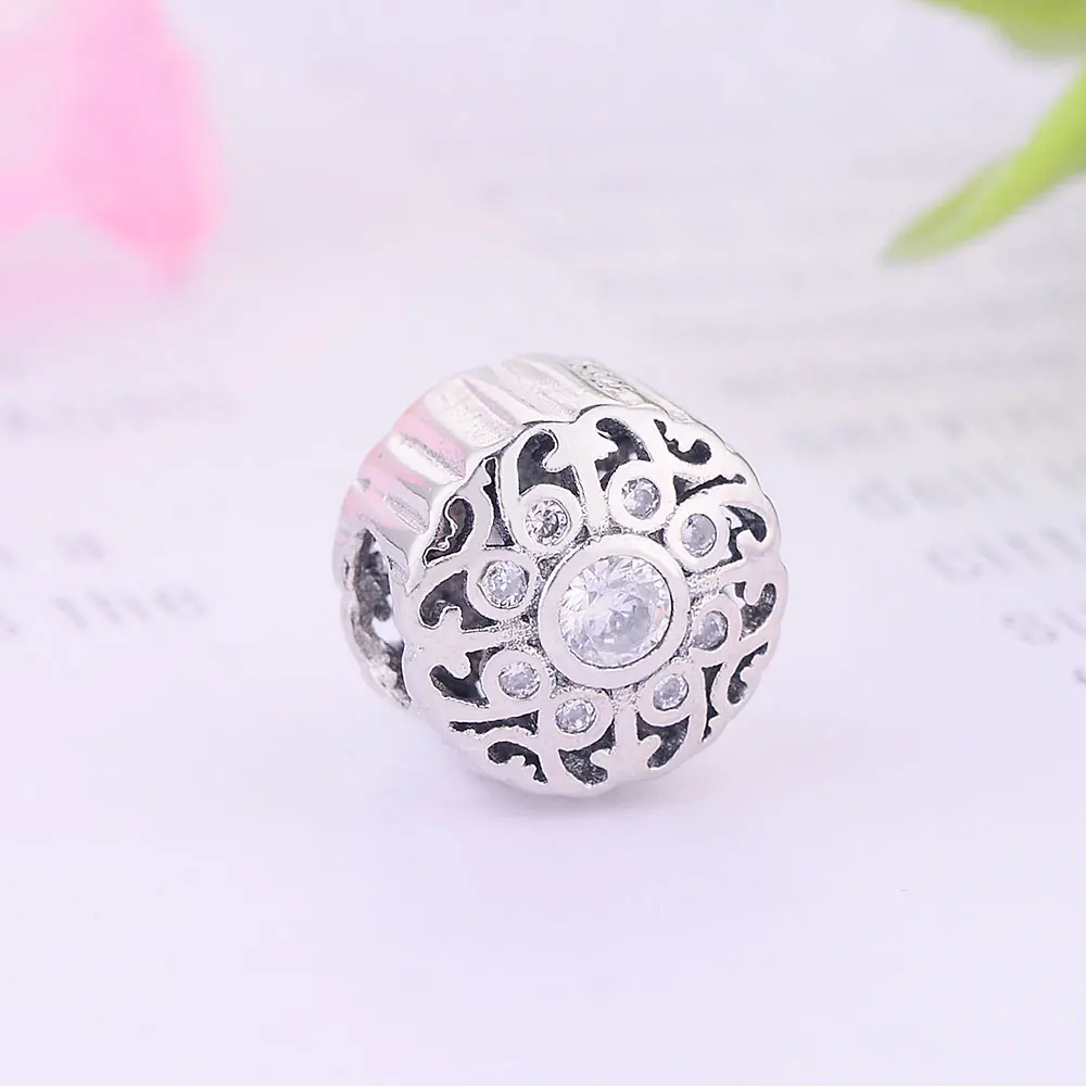 Шарм бусина из серебра 925 пробы с фианитом|charm beads|fashion beadsbeads fashion |