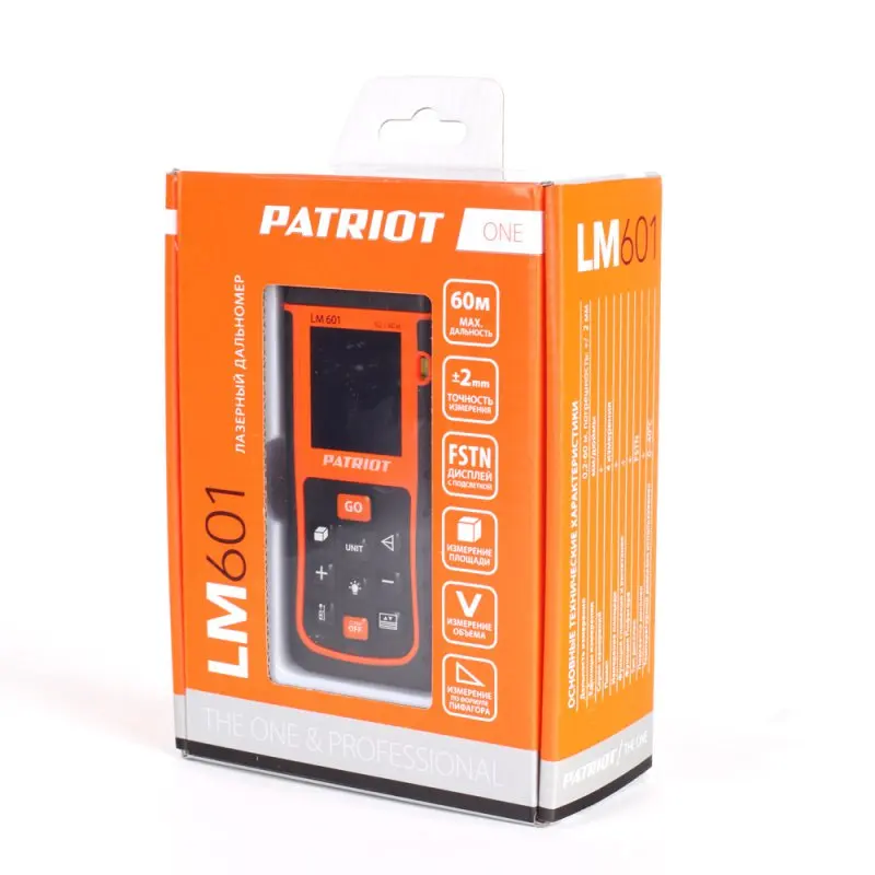 Дальномер лазерный PATRIOT LM601 (Дальность измерений 60м. класс лазера II защиты IP54) |