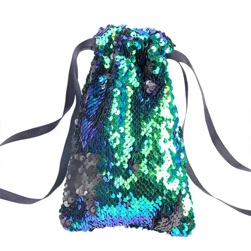 Кошелек унисекс с блестками на шнурке маленький мешочек бумажники для мелочи