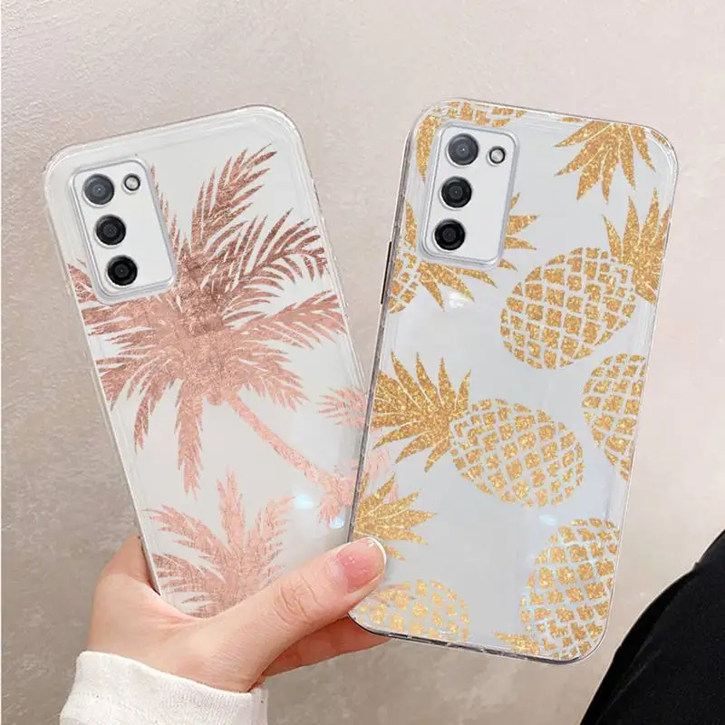 

gold leaf flowers Phone Case For Xiaomi Mi 11 Ultra Lite 10 Redmi Note 9 8 7 9a K30S K40 Pro Transparent Coque