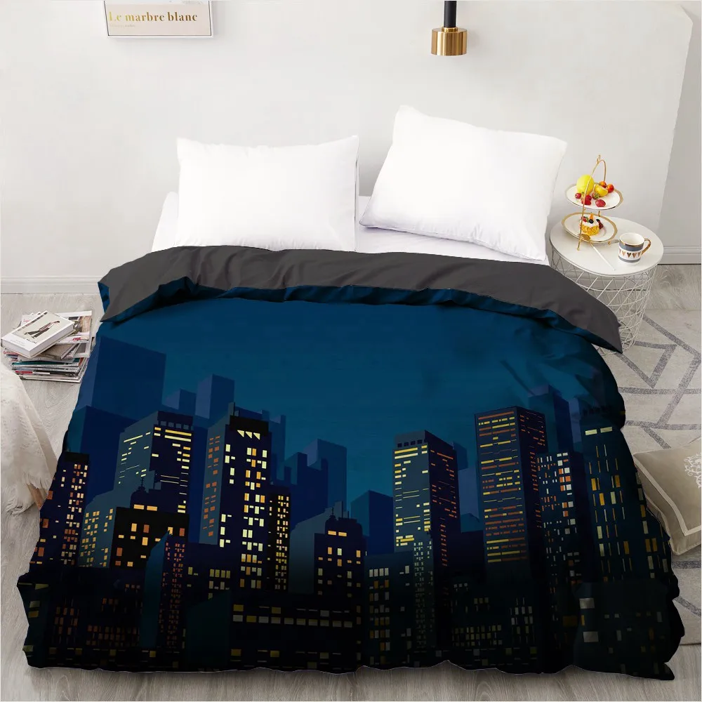 

3D HD Printing Custom Duvet Cover,Comforter/Quilt/Blanket case Single Queen King Bedding 200X200 220x240,Bedclothes City night