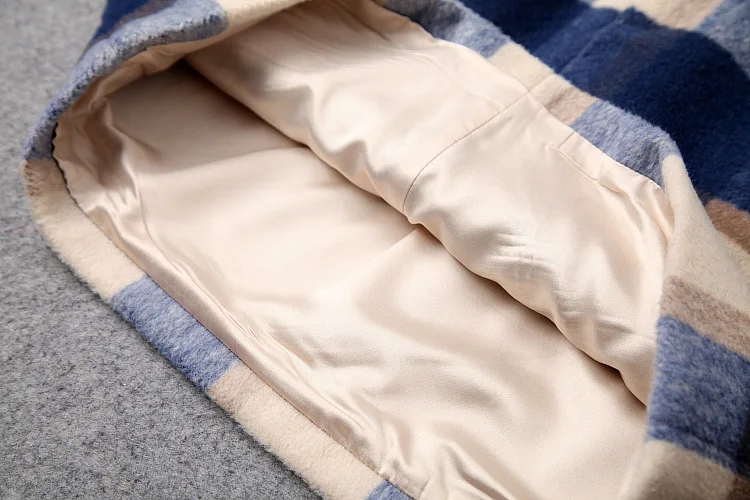 Зимние Для женщин тонкий пуловер в клетку с отложным воротником шерстяное пальто