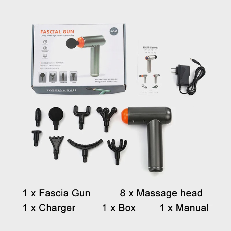 

9600rpm / M LCD Display 99 Speeds Massage Gun Fascia Gun Sport Therapy Muscle Massager Body Multi Size SML ABS &