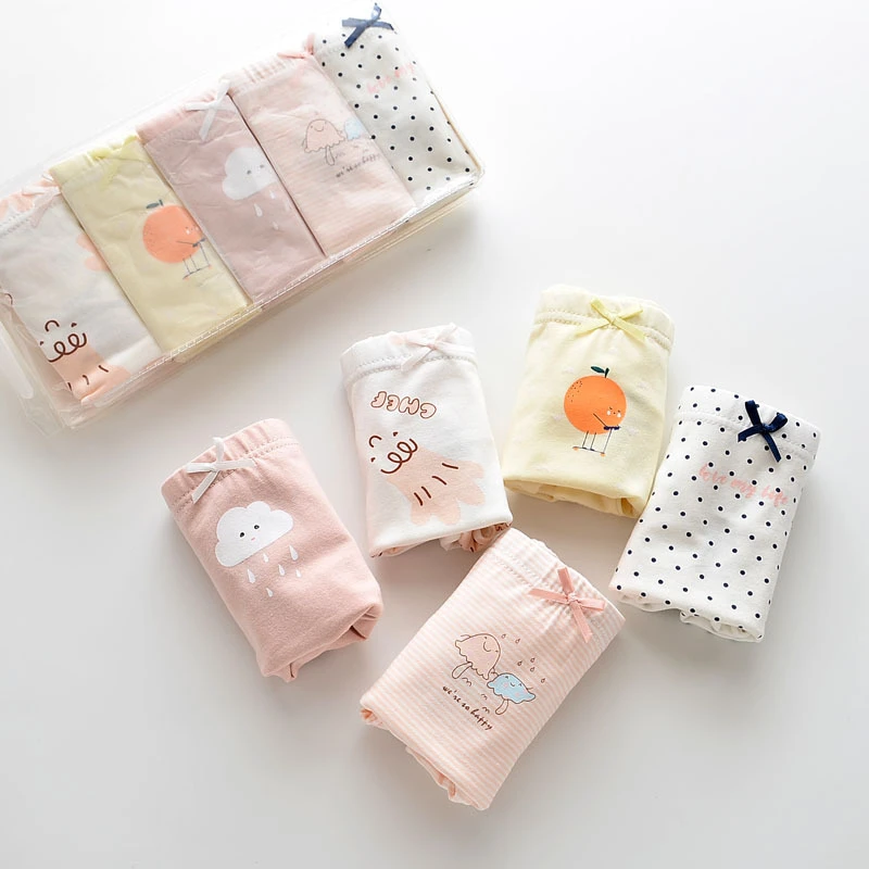 5 шт./лот хлопковые трусы с рисунком для девочек штаны маленьких боксеры