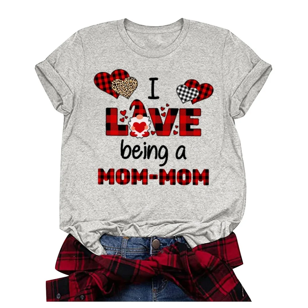 

Spring and summer new loose European American plaid fashion round neck short-sleeved big T-shirt women