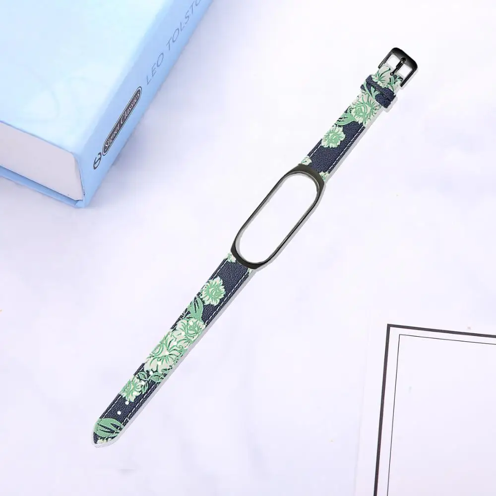 Style-B-black frame Oulucci аксессуары ремешки для часов бизнес легкий кожаный браслет регулируемый ремешок для часов на замену для xiaomi mi Band 3/4 - Цвет ремешка: Style-B-black frame