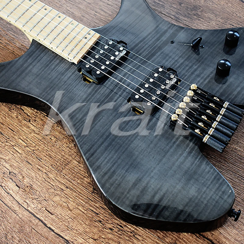 Krait безголовая гитара 6 струн strandberg безголовая электрогитара Ольха тела Пламя клен Топ 5 шт. шеи